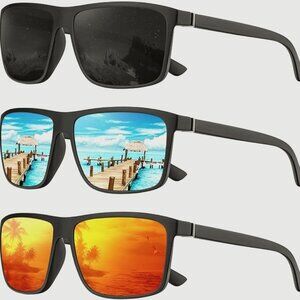 Polarized Sunglasses for Men and Women: 3-Pack UV Protection for Driving Fishing